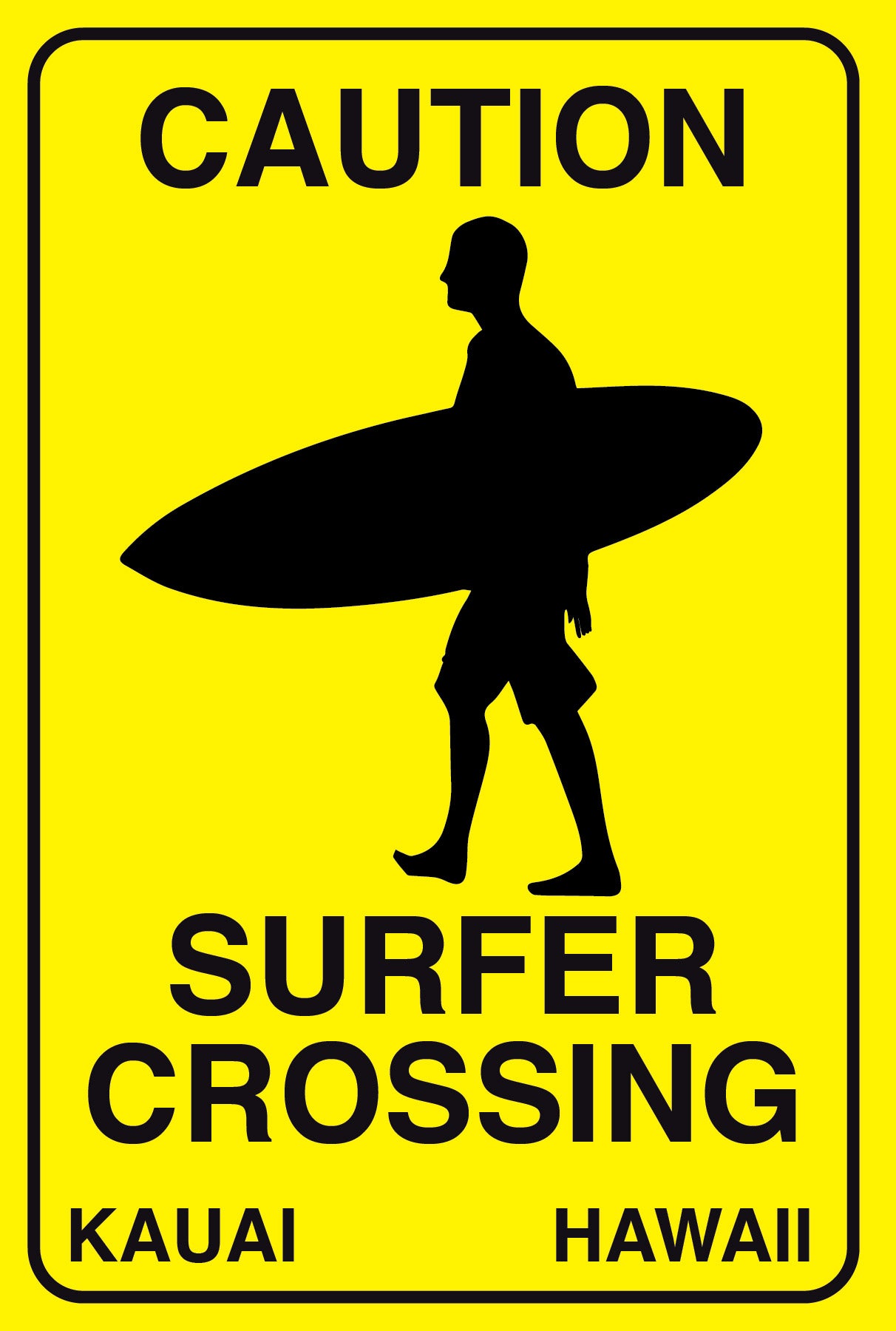 Surfer Crossing Male Metal Sign image 0