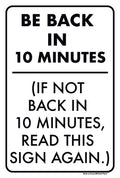 Back In Ten Metal Sign image 0