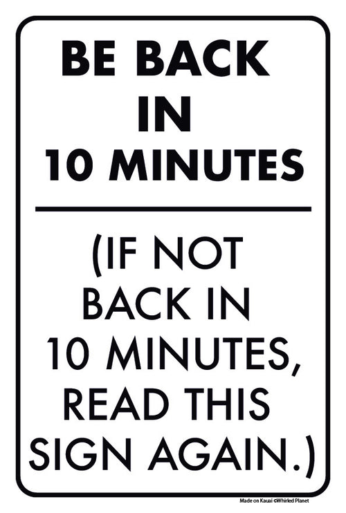 Back In Ten Metal Sign image 0