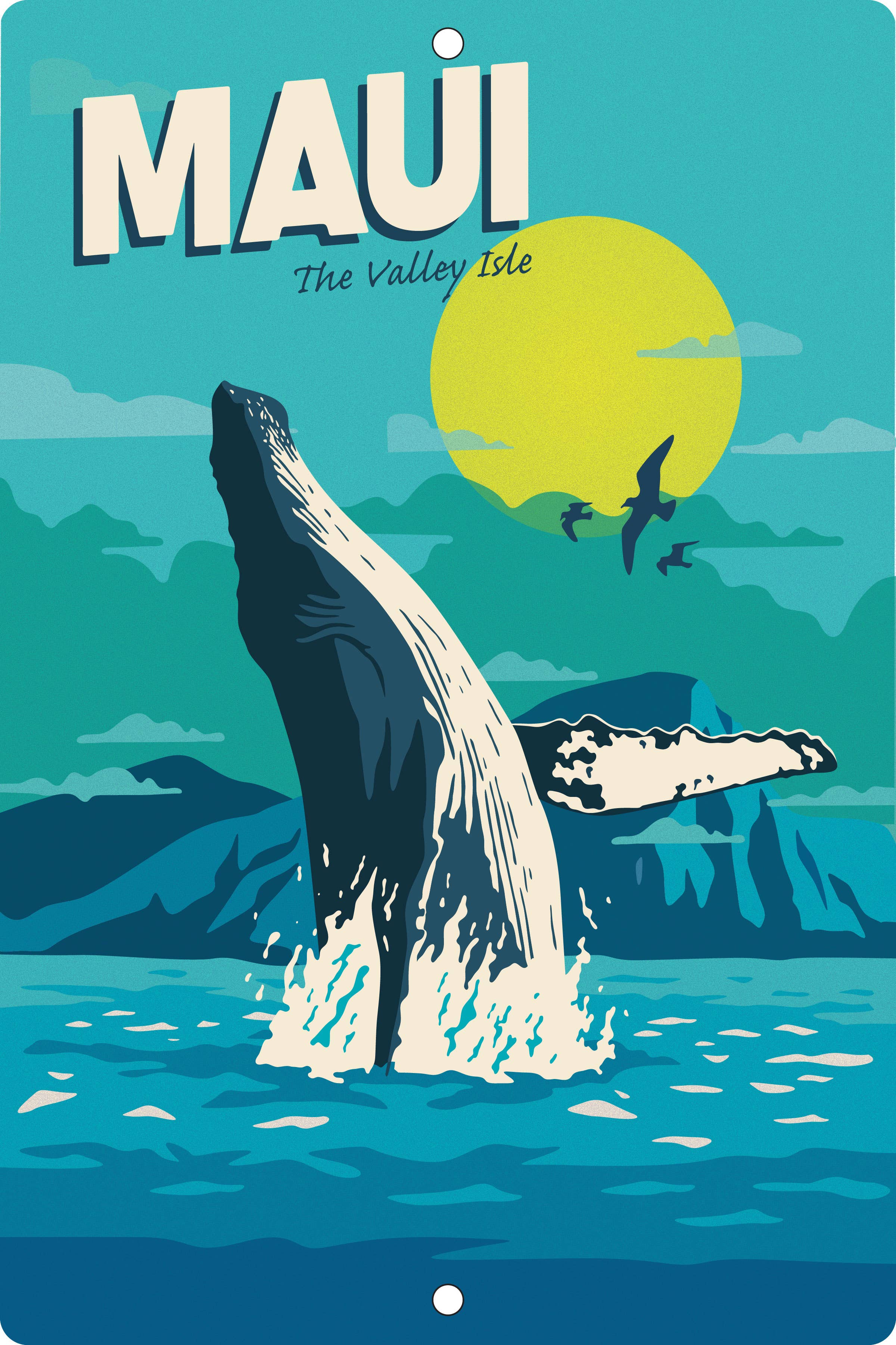 8" x 12" Maui Whale Metal Sign image 0